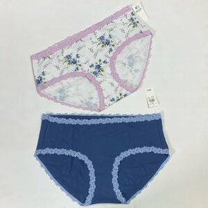 NWT Aerie Superchill Cotton Lace Boybrief Underwear in Orchid & Marbled Blue M